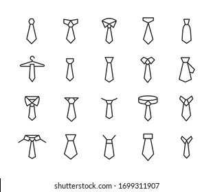 Vector line icons collection of necktie. Vector outline pictograms isolated on a white background. Line icons collection for web apps and mobile concept. Premium quality symbols