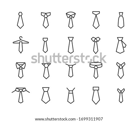 Vector line icons collection of necktie. Vector outline pictograms isolated on a white background. Line icons collection for web apps and mobile concept. Premium quality symbols