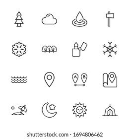 Vector line icons collection of outdoors. Vector outline pictograms isolated on a white background. Line icons collection for web apps and mobile concept. Premium quality symbols