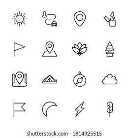 Vector line icons collection of outdoors. Vector outline pictograms isolated on a white background. Line icons collection for web apps and mobile concept. Premium quality symbols