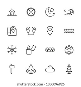 Vector line icons collection of outdoors. Vector outline pictograms isolated on a white background. Line icons collection for web apps and mobile concept. Premium quality symbols