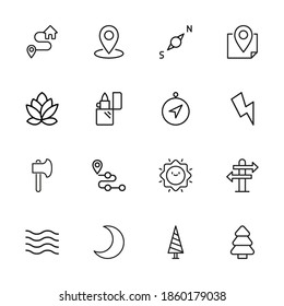 Vector line icons collection of outdoors. Vector outline pictograms isolated on a white background. Line icons collection for web apps and mobile concept. Premium quality symbols