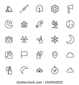 Vector line icons collection of outdoors. Vector outline pictograms isolated on a white background. Line icons collection for web apps and mobile concept. Premium quality symbols