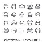 Vector line icons collection of printer. Vector outline pictograms isolated on a white background. Line icons collection for web apps and mobile concept. Premium quality symbols