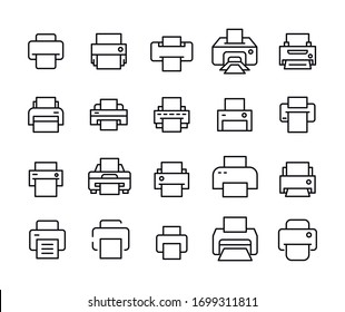 Vector line icons collection of printer. Vector outline pictograms isolated on a white background. Line icons collection for web apps and mobile concept. Premium quality symbols