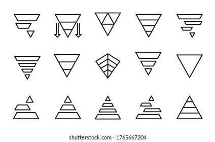 Vector line icons collection of pyramid chart. Vector outline pictograms isolated on a white background. Line icons collection for web apps and mobile concept. Premium quality symbols