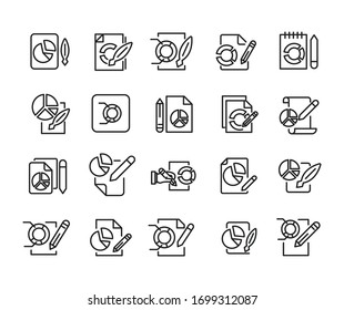 Vector line icons collection of report. Vector outline pictograms isolated on a white background. Line icons collection for web apps and mobile concept. Premium quality symbols