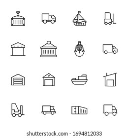 Vector line icons collection of shipping. Vector outline pictograms isolated on a white background. Line icons collection for web apps and mobile concept. Premium quality symbols