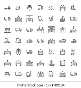 Colección de iconos de línea de vectores de envío. Pictogramas de contorno vectorial aislados en un fondo blanco. Colección de iconos de línea para aplicaciones web y concepto móvil. Símbolos de calidad superior