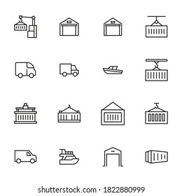 Vector line icons collection of shipping. Vector outline pictograms isolated on a white background. Line icons collection for web apps and mobile concept. Premium quality symbols