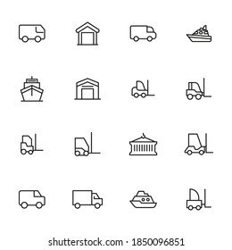 Colección de iconos de línea de vectores de envío. Pictogramas de contorno vectorial aislados en un fondo blanco. Colección de iconos de línea para aplicaciones web y concepto móvil. Símbolos de calidad superior