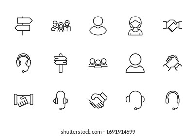 Vector line icons collection of support. Vector outline pictograms isolated on a white background. Line icons collection for web apps and mobile concept. Premium quality symbols