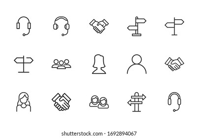 Vector line icons collection of support. Vector outline pictograms isolated on a white background. Line icons collection for web apps and mobile concept. Premium quality symbols