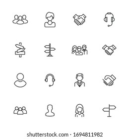 Conjunto de iconos de línea de vectores de soporte. Pictogramas de contorno vectorial aislados en un fondo blanco. Colección de iconos de línea para aplicaciones web y concepto móvil. Símbolos de calidad superior