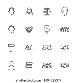 Conjunto de iconos de línea de vectores de soporte. Pictogramas de contorno vectorial aislados en un fondo blanco. Colección de iconos de línea para aplicaciones web y concepto móvil. Símbolos de calidad superior