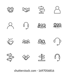 Vector line icons collection of support. Vector outline pictograms isolated on a white background. Line icons collection for web apps and mobile concept. Premium quality symbols