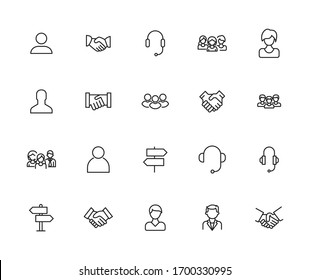 Vector line icons collection of support. Vector outline pictograms isolated on a white background. Line icons collection for web apps and mobile concept. Premium quality symbols