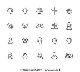 Vector line icons collection of support. Vector outline pictograms isolated on a white background. Line icons collection for web apps and mobile concept. Premium quality symbols