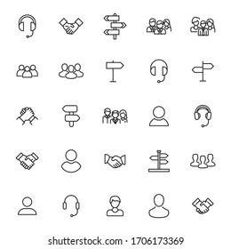 Conjunto de iconos de línea de vectores de soporte. Pictogramas de contorno vectorial aislados en un fondo blanco. Colección de iconos de línea para aplicaciones web y concepto móvil. Símbolos de calidad superior