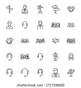 Conjunto de iconos de línea de vectores de soporte. Pictogramas de contorno vectorial aislados en un fondo blanco. Colección de iconos de línea para aplicaciones web y concepto móvil. Símbolos de calidad superior