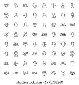 Vector line icons collection of support. Vector outline pictograms isolated on a white background. Line icons collection for web apps and mobile concept. Premium quality symbols