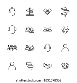 Colección de compatibilidad de iconos de línea de vectores. Pictogramas de contorno vectorial aislados en un fondo blanco. Colección de iconos de línea para aplicaciones web y concepto móvil. Símbolos de calidad superior