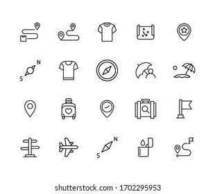 Vector line icons collection of travel. Vector outline pictograms isolated on a white background. Line icons collection for web apps and mobile concept. Premium quality symbols