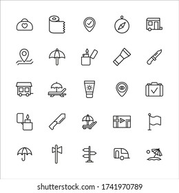 Vector line icons collection of travel. Vector outline pictograms isolated on a white background. Line icons collection for web apps and mobile concept. Premium quality symbols