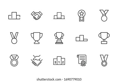 Vector line icons collection of trophy. Vector outline pictograms isolated on a white background. Line icons collection for web apps and mobile concept. Premium quality symbols