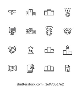 Vector line icons collection of trophy. Vector outline pictograms isolated on a white background. Line icons collection for web apps and mobile concept. Premium quality symbols