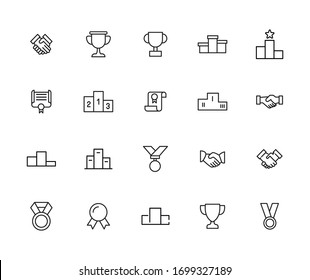 Vector line icons collection of trophy. Vector outline pictograms isolated on a white background. Line icons collection for web apps and mobile concept. Premium quality symbols