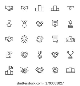 Vector line icons collection of trophy. Vector outline pictograms isolated on a white background. Line icons collection for web apps and mobile concept. Premium quality symbols