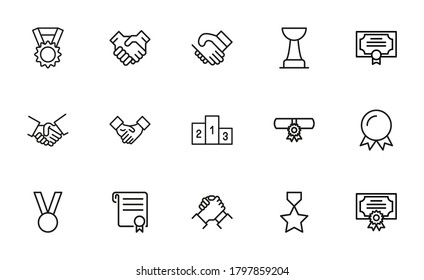 Vector line icons collection of trophy. Vector outline pictograms isolated on a white background. Line icons collection for web apps and mobile concept. Premium quality symbols