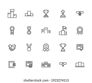 Vector line icons collection of trophy. Vector outline pictograms isolated on a white background. Line icons collection for web apps and mobile concept. Premium quality symbols