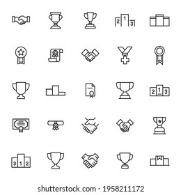 Vector line icons collection of trophy. Vector outline pictograms isolated on a white background. Line icons collection for web apps and mobile concept. Premium quality symbols