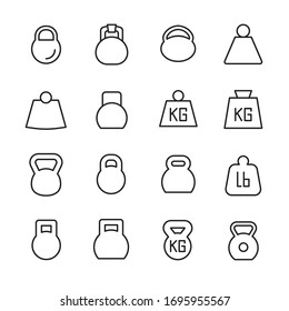 Vector line icons collection of weight. Vector outline pictograms isolated on a white background. Line icons collection for web apps and mobile concept. Premium quality symbols