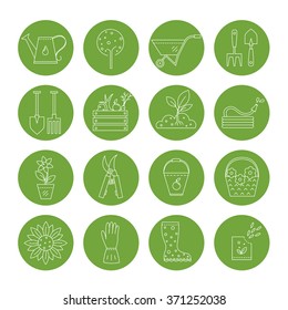 Vector line icons collections made in minimalist modern style. 
Flower and gardening. Tools and materials for working in garden.
 

