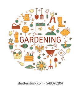 Vector line icons collections made in minimalist modern style. Flower and gardening. Tools and materials for working in garden.