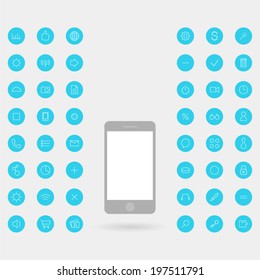 Vector line icons of mobile related