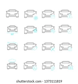 Vector line icons related to cars and maintenance 