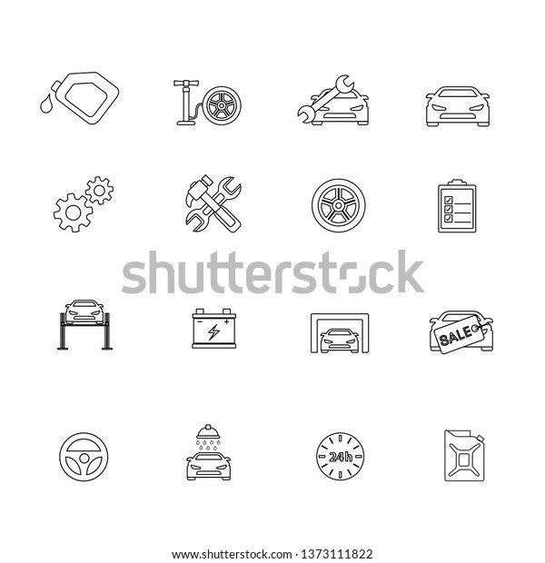 Vector line\
icons related to cars and maintenance\
