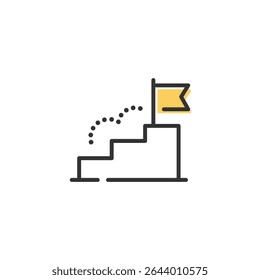 Vector Line Icons Representing Goal Achievement and Growth (Business, Education, Career)