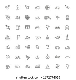 vector line icons set - navigation, location and transportation