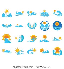 
Vector line icons set with simple doodle waves.