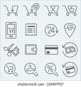 Vector line icons set for web design and user interface in flat graphic style. More lighter lines then ever, nice detail and easily identifiable. ideal for clean design.