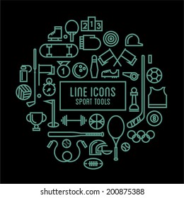 vector line icons sport tools