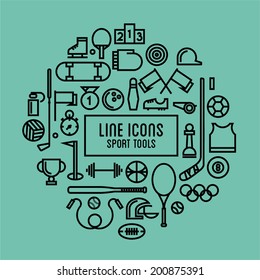 vector line icons sport tools