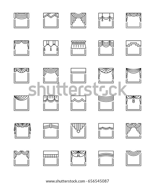 Vector Line Icons Valances Pelmets Window Stock Vector Royalty