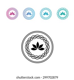 Vector  Line Icons - Yoga Style with Lotus Symbol