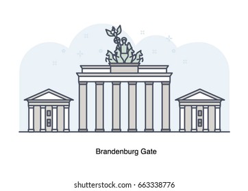 Vector line illustration of Brandenburg Gate, Berlin, Germany.